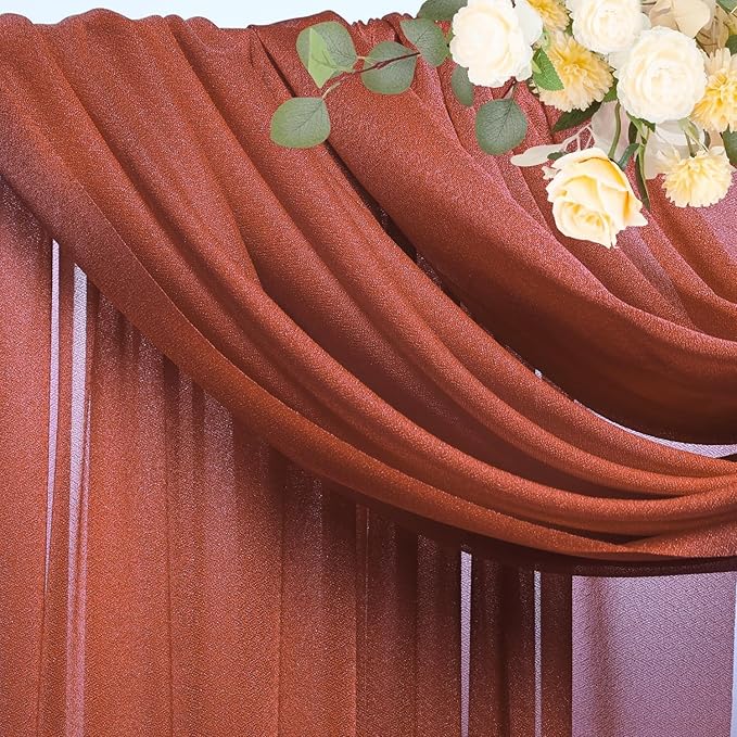 Wokceer Wedding Arch Draping Fabric Terracotta 28.7" x 20FT Sheer Drapes Backdrop for Ceremony, Birthday Party, Bridal Shower Decoration