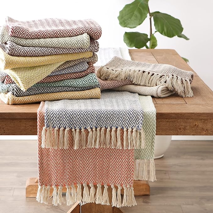 DII Woven Basic Tabletop Collection Chevron Table Runner, 15x108, Jadeite