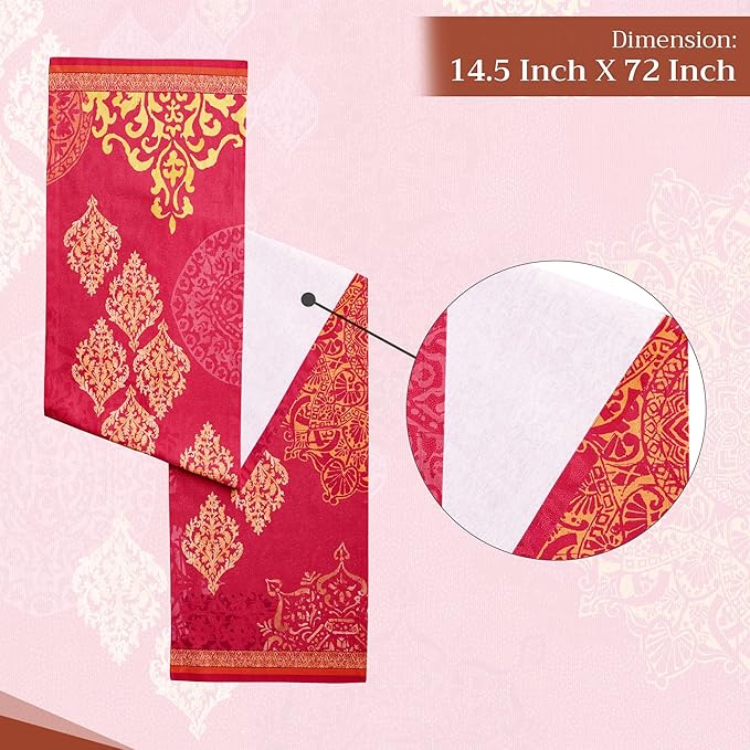 Maison d' Hermine Table Runner 100% Cotton Single Layer Table Runners 72 inches Long for Thanksgiving Christmas Decorations Home Kitchen Dining Party Wedding (Versailles, 14.5" x 72")