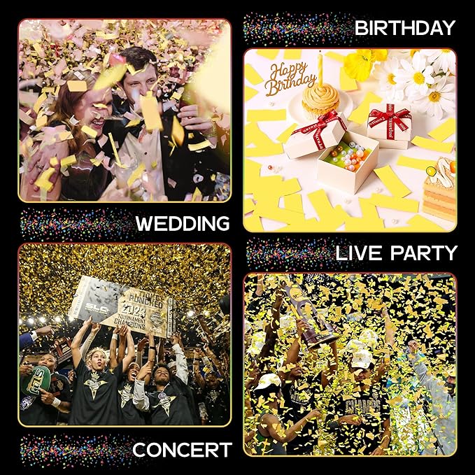 Ultimate Confetti, Biodegradable Confetii - Rectangular Yellow Fluttering Tissue Paper Confetti for Cannon and Launcher use - Best for Birthday, Wedding, Parties and Events - 1 lb, 16 oz