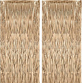 2 Pack Champagne Foil Fringe Backdrop Curtains, Tinsel Streamers Birthday Party Decorations, Fringe Backdrop for Graduation, Baby Shower, Gender Reveal, Disco Party