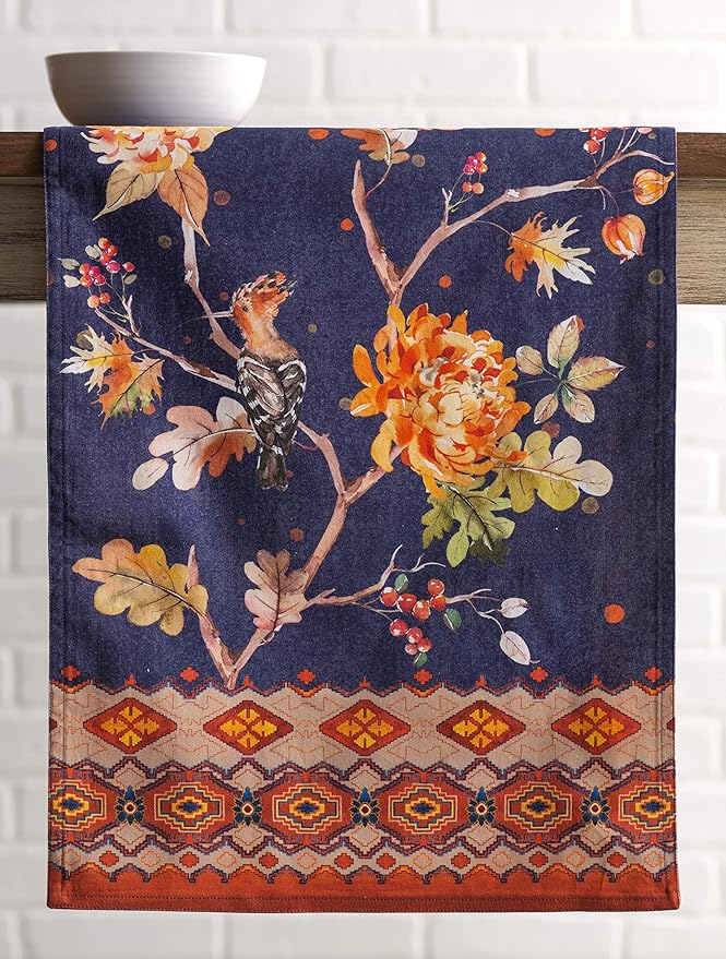 Maison d' Hermine Table Runner 100% Cotton Double Layer Table Runners 108 inches Long for Thanksgiving Christmas Decorations Home Kitchen Dining Party Wedding (Kelim - Infinity, 14.5" x 108")