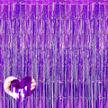 4 Pack Purple Fringe Curtain Backdrop, 3.2Ft x 6.6Ft Metallic Tinsel Foil Fringe Streamers Curtains Background for Photo Booth Birthday Wedding Baby Shower Party Thanksgiving Christmas Decorations