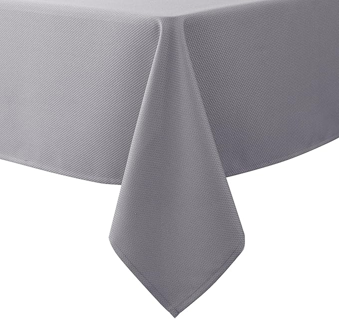 Biscaynebay Textured Fabric Tablecloths 60x108 Inches Rectangular, Silver Grey Water Resistant Spill Proof Tablecloths for Dining, Kitchen, Wedding and Parties, Machine Washable