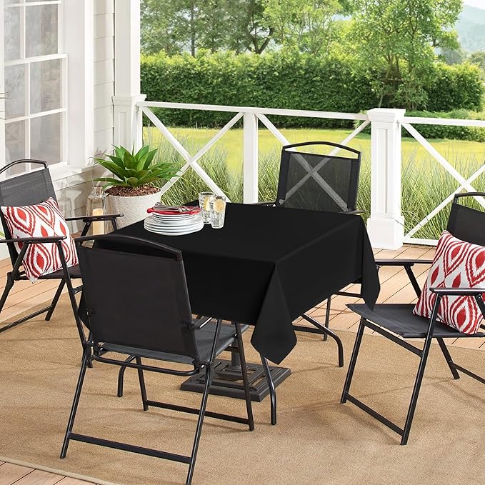 sancua Black Square Tablecloths 54x54 Inch - Fabric Table Cloth for Square or Round Tables, Washable Polyester Table Cover for Dinner, Holiday Party, Decorative Display Tables