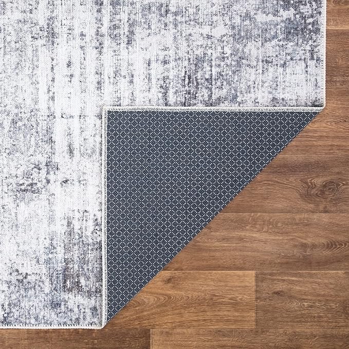 Bloom Rugs Washable Non-Slip 9' x 12' Rug - Gray/Charcoal/Blue Modern Abstract Area Rug for Living Room, Bedroom, Dining Room, and Kitchen - Exact Size: 9' x 12'