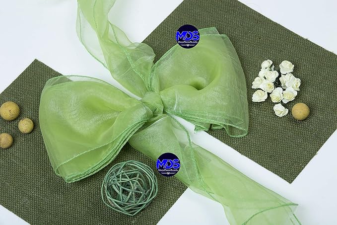 MDS Pack of 100 PCS Organza Chair Sashes Wider Dining Chair Bows Ribbon Tie Back for Wedding Party Birthday Bridal Shower Reception Event Banquet Home Chair Cover Decoration - Apple Green