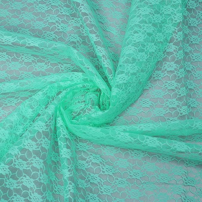 MDS Pack of 15 Wedding 12 x 108 inches Lace Table Runner for Wedding, Decorations for Birthday Parties, Banquets, Graduations, Engagements, and Runners fit Rectangle, Round Table- Mint