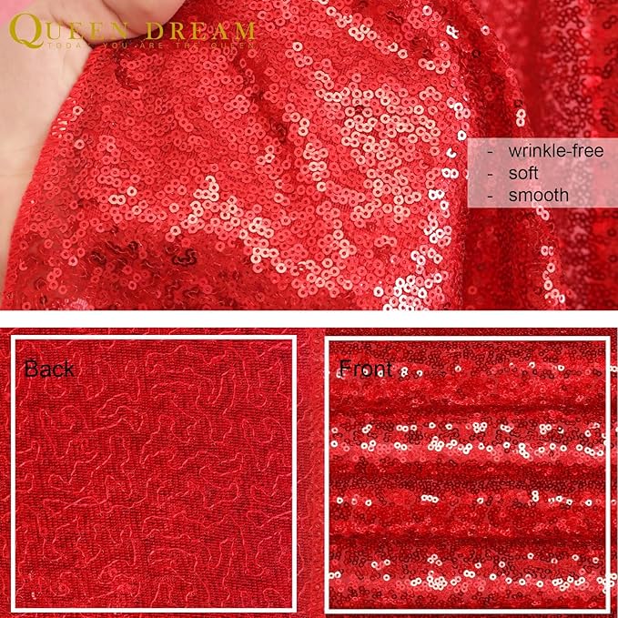 Red Sequin Backdrop Curtain 7ft x 7ft Background Drapes for Birthday Wedding Valentines Day Wall Decorations