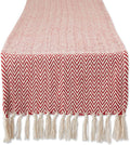 DII Woven Basic Tabletop Collection Chevron Table Runner, 15x72, Tango Red