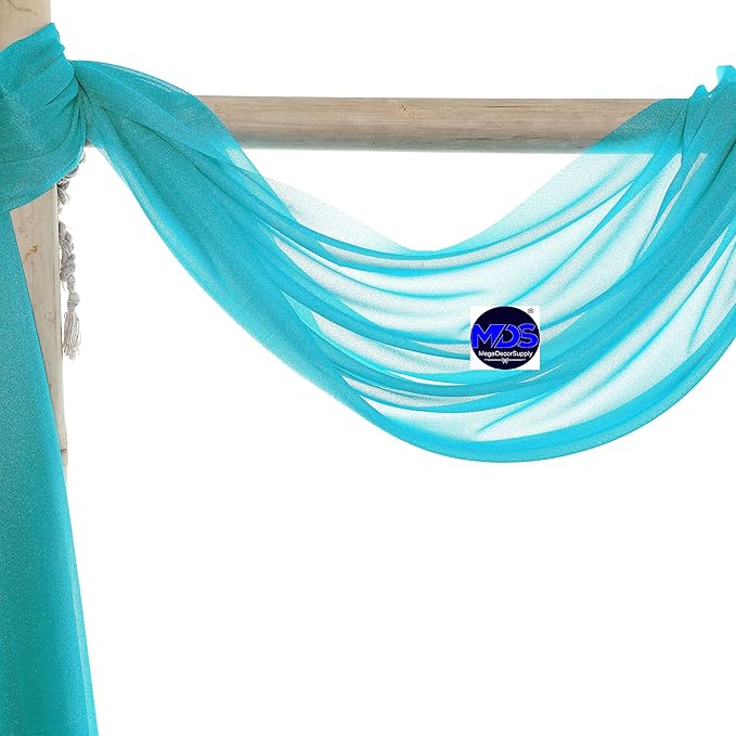 MDS Halloween Chiffon Draping Fabric - 2 Panel, 30" Wide x 30ft Long - Sheer Spooky Arbor & Canopy Drapery for Haunted House Backdrops, Party Ceilings, DIY Costumes & Themed Events - Peacock Blue
