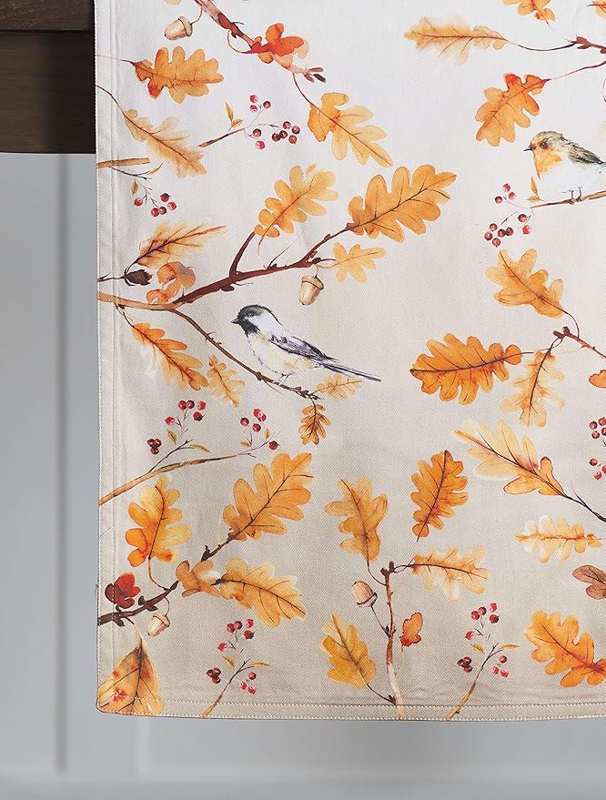 Maison d' Hermine Table Runner 100% Cotton Double Layer Table Runners 108 inches Long for Thanksgiving Christmas Decorations Home Kitchen Dining Party Wedding (Oak Leaves, 14.5" x 108")