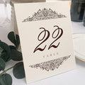 Paisley Wedding Table Numbers (Select Color/Quantity), Champagne, Chocolate, 1-110, Double Sided, Tent or Use in a Stand, Great for Parties & Restaurants - Made in the USA