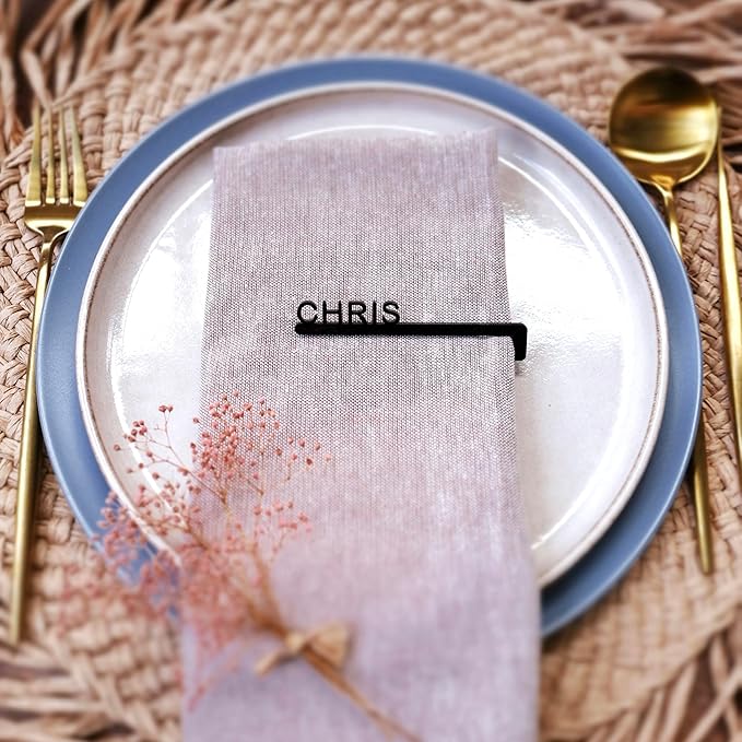 Napkin Name Tags, Personalized Napkin Rings, Wedding Name Cards, Wooden Names, Birthday Acrylic Name Plate Tag