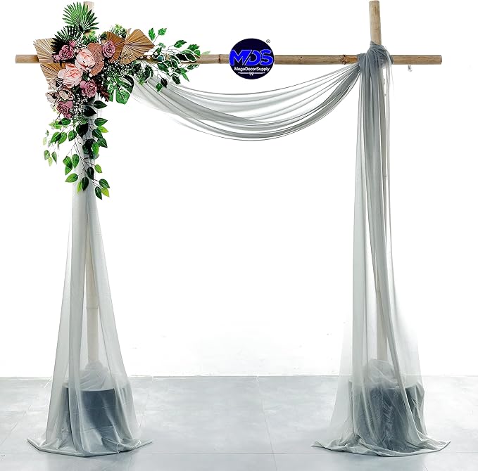 MDS Halloween Chiffon Draping Fabric - 1 Panel, 30" Wide x 30ft Long - Sheer Spooky Arbor & Canopy Drapery for Haunted House Backdrops, Party Ceilings, DIY Costumes & Themed Events - Gray