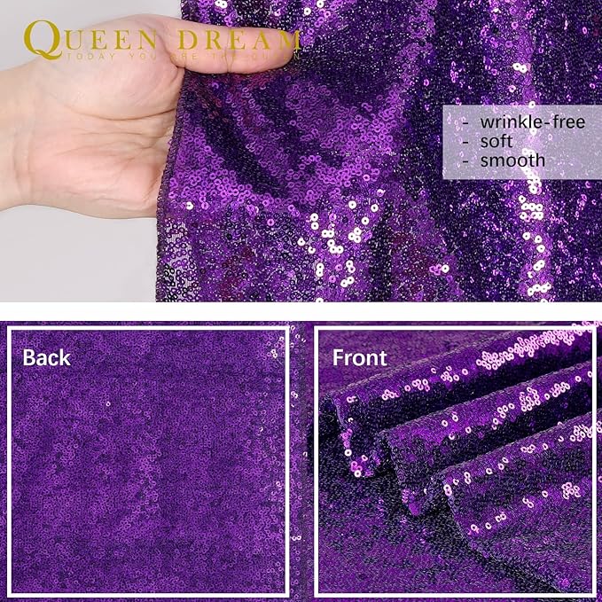 7ft x 7ft Purple Sequin Backdrop Glitter Party Backdrop Curtains Photo Background for Baby Shower Wedding Wall Decorations