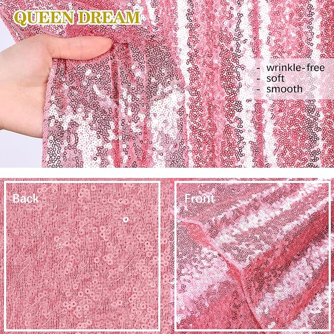 Backdrop Drapes Curtains Panels with Rod Pockets Blush Pink Sequin Party Backdrop 3 Pcs 2x8FT
