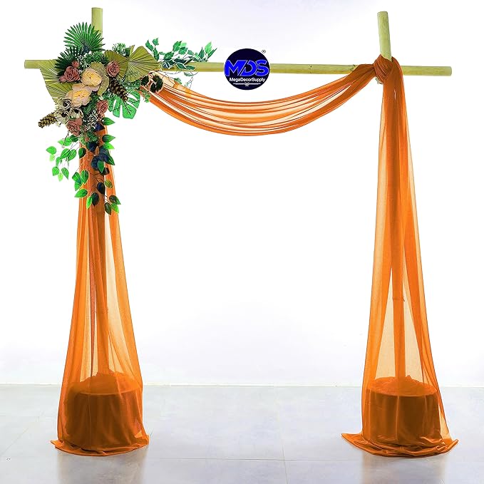 MDS Halloween Chiffon Draping Fabric - 1 Panel, 30" Wide x 40ft Long - Sheer Spooky Arbor & Canopy Drapery for Haunted House Backdrops, Party Ceilings, DIY Costumes & Themed Events - Orange