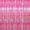 GOER 3.2 ft x 8.2 ft Metallic Tinsel Foil Fringe Curtains Party Photo Backdrop Party Streamers for Galentines Day,Birthday,Graduation,New Year Eve Decorations Wedding Decor (4 Packs,Hot Pink)