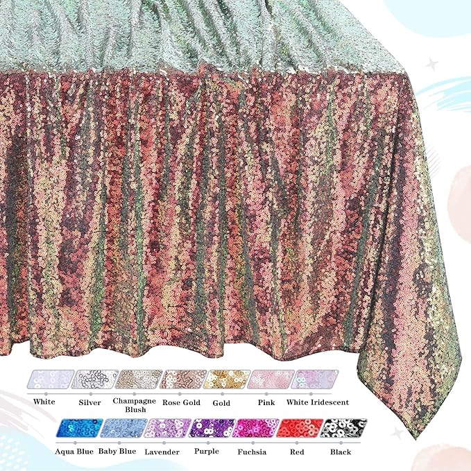 QueenDream Sparkly Sequin Tablecloth - Black GoldTable Cloth 50x80 Inches Rectangle Table Overlay Fabric for Birthday Parties Baby Shower Decoration