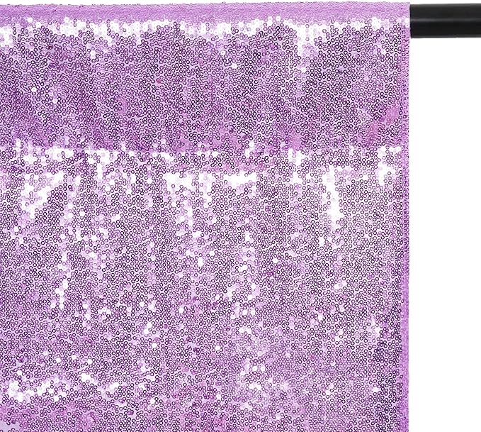 Poise3EHome 6Ft x 8Ft Lavender Sequin Backdrop, Glitter Thick Satin Sequin Background Drapes, Sparkly Opaque Photography Curtain Backdrop for Wedding Party Holiday Festival Decor