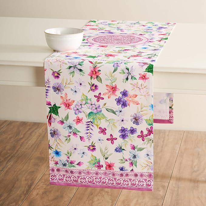 Maison d' Hermine Table Runner 100% Cotton Single Layer Table Runners 108 inches Long Decorative for Home Kitchen Dining Party Baby Shower Wedding Bridal Shower Spring Summer (Chardon, 14.50" x 108")