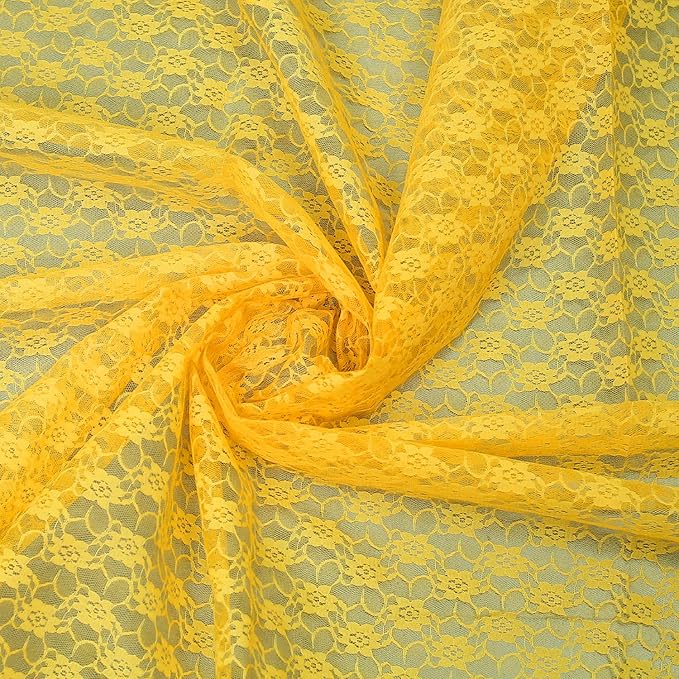 MDS Pack of 25 Wedding 12 x 108 inches Lace Table Runner for Wedding, Decorations for Birthday Parties, Banquets, Graduations, Engagements, and Runners fit Rectangle, Round Table- Yellow Gold