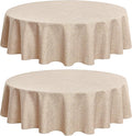 Fitable Faux Linen Textured Beige Round Tablecloths 60 Inches - 2 Pack Faux Burlap Table Clothes for Banquet, Party, Dining, Farmhouse, Outdoor (Great for 20"-48" Round Tables)