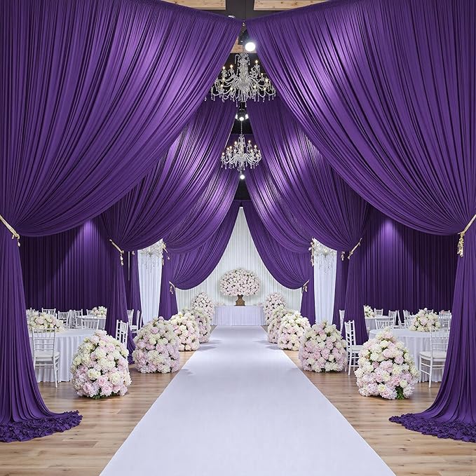 20ftx10ft Purple Backdrop Curtains for Party Background, Wrinkle Free Purple Photo Curtains Backdrop Drapes 4 Panels Back Drop Cloth for Wedding Birthday Photography Baby Shower Decor