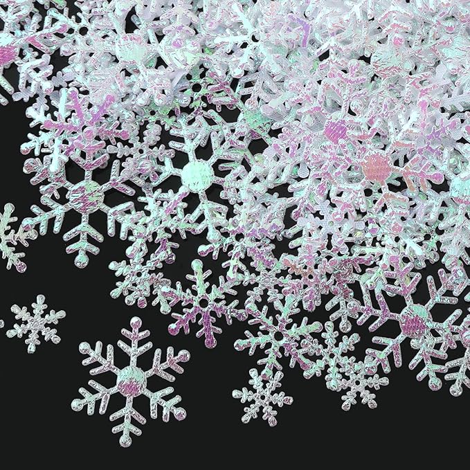 MARFOREVER Snowflake Confetti Decorations, Winter Snowflake Glitter Confetti White Snow Scatter Confetti Winter Wonderland Table Centerpiece for Winter Wedding Birthday Party Decor Supplies