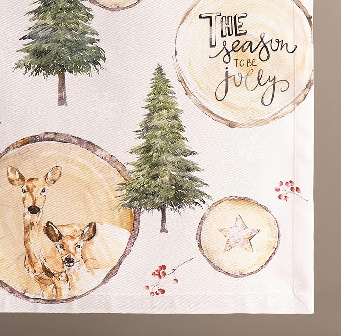 Maison d' Hermine Table Runner 100% Cotton Single Layer Table Runners 60 inches Long for Thanksgiving Christmas Decorations Home Kitchen Dining Party Wedding (Mountain Life, 14.5" x 60")
