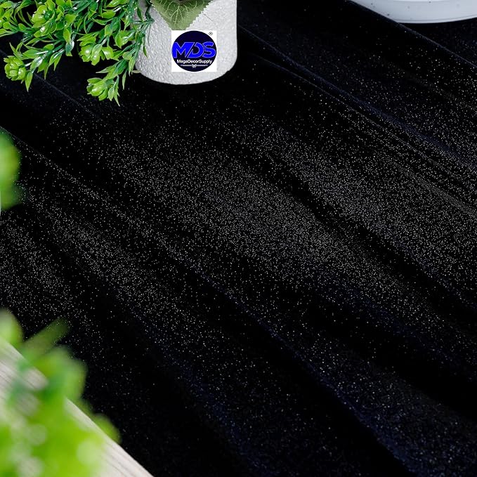 MDS 2 Pack 14ft Chiffon Table Runner 29 x 170 Inches Sheer Wedding Runner Romantic Rustic Table Runner for Wedding Decorations, Birthday Parties, Bridal Shower Party Arch Decor - Black