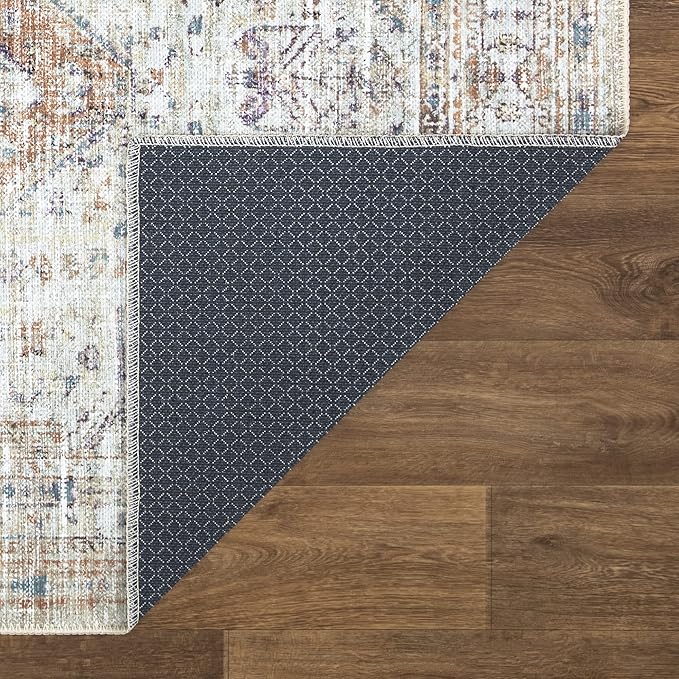 Bloom Rugs Washable Non-Slip 6' x 9' Rug - Peach/Beige Traditional Area Rug for Living Room, Bedroom, Dining Room, and Kitchen - Exact Size: 6' x 9'
