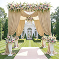 20ftx12ft Wrinkle Free Beige Backdrop Curtain, 4 Panels 12FT Height Beige Wedding Backdrop Drapes, Silky Polyester Back Drop Cloth for Birthday Photography Background Party Backdrop Draping