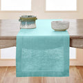 Solino Home Linen Aqua Blue Table Runner 72 Inches Long - 100% Pure Linen Hemstitch Table Runner 14 x 72 Inch for Dresser, Dining - Classic Hemstitch
