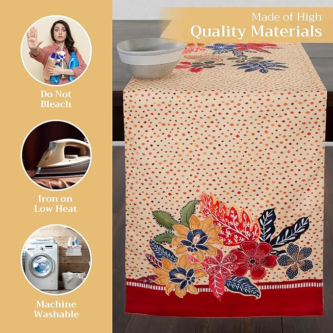 Maison d' Hermine Table Runner 100% Cotton Single Layer Table Runners 72 inches Long for Thanksgiving Christmas Decorations Home Kitchen Dining Party Wedding (Kalahari, 14.5" x 72")