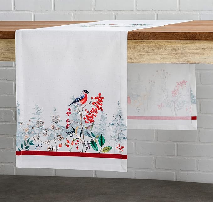 Maison d' Hermine Table Runner 100% Cotton Single Layer Table Runners 60 inches Long Decorative for Home Kitchen Dining Party Baby Shower Wedding Bridal Shower (Morzine, 14.50" x 60")
