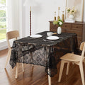 LinenZone Black Rectangle Tablecloth for Rustic Vintage Decor. Sheer Lace Table Cloth Works Great As Wedding Tablecloth or Thanksgiving Table Cover. (Mia TC 60 x 120, Black)