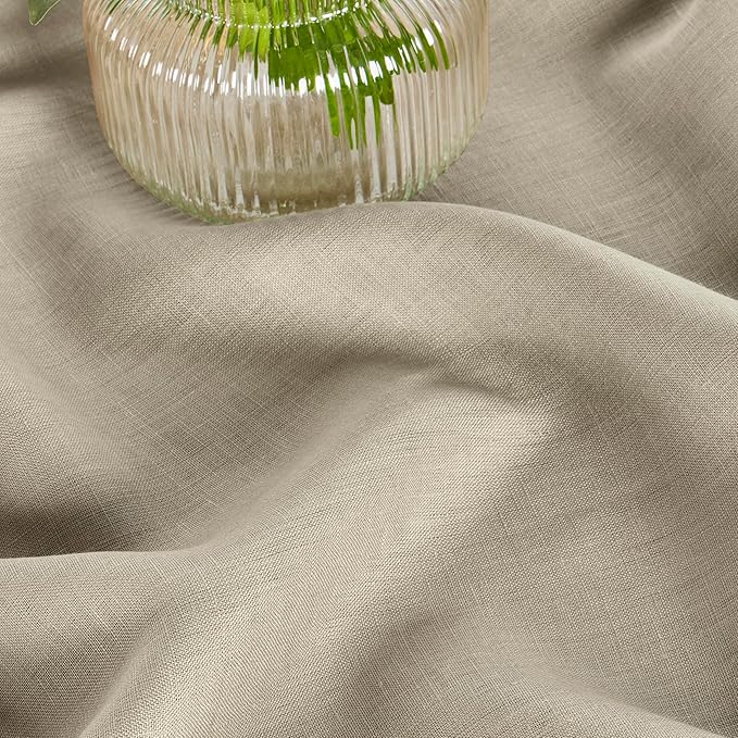Solino Home Linen Tablecloth 60 x 90 Inch - 100% Pure Linen Vintage Khaki Table Cloth for Rectangle Tables - Fete, Machine Washable Tablecloth for Fall, Autumn, Thanksgiving