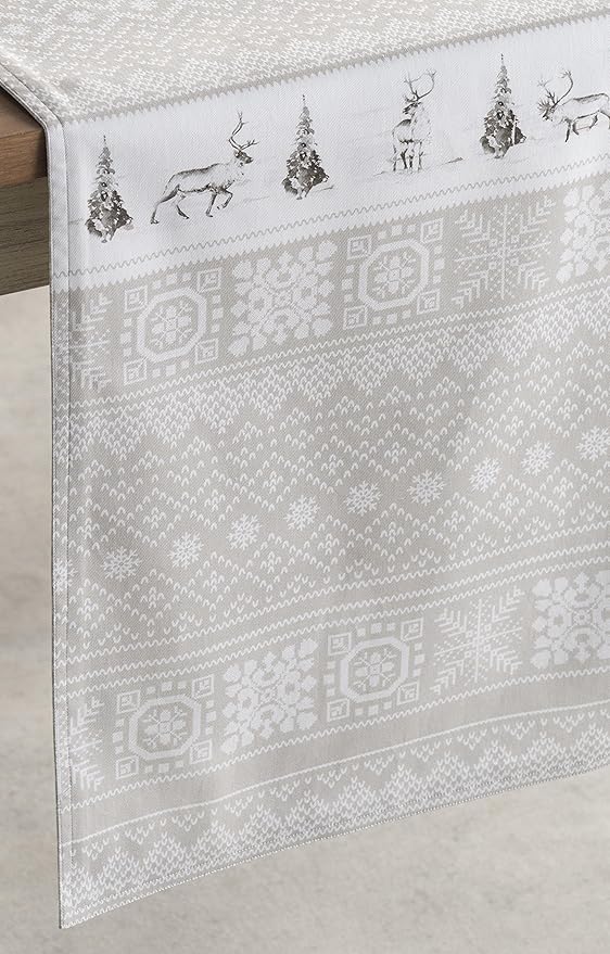 Maison d' Hermine Table Runner 100% Cotton Double Layer Table Runners 72 inches Long for Thanksgiving Christmas Decorations Home Kitchen Dining Party Wedding (Cozy Christmas, 14.5" x 72")