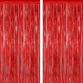 2 Pack Red Tinsel Backdrop, 3.28 FT x 7.05 FT Fringe Curtains, Red Foil Tinsel Party Streamer Backdrop Curtains, Wedding Photo Backdrop Party Decorations for Wedding Anniversaries