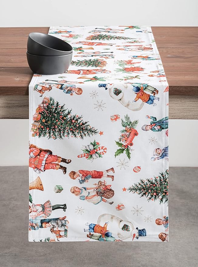 Maison d' Hermine Table Runner 100% Cotton Double Layer Table Runners 108 inches Long for Thanksgiving Christmas Decorations Home Kitchen Dining Party Wedding (Chromo, 14.5" x 108")