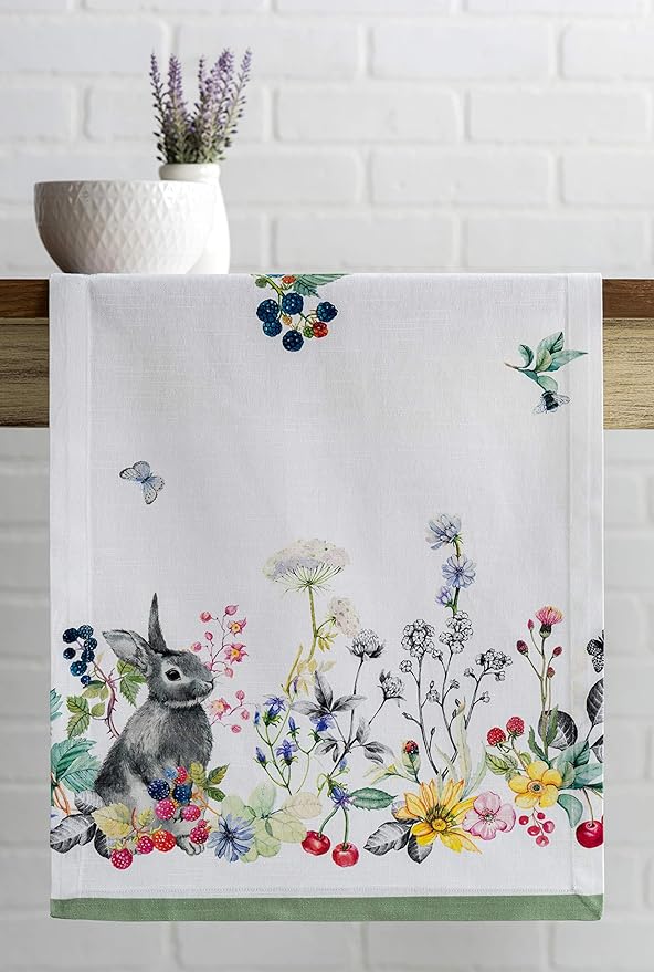 Maison d' Hermine Table Runner 100% Cotton Single Layer Table Runners 72 inches Long Decorative for Home Kitchen Dining Party Baby Shower Wedding Bridal Shower Spring Summer (Printemps, 14.50" x 72")