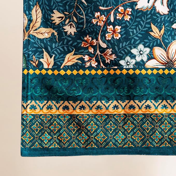 Maison d' Hermine Table Runner 100% Cotton Double Layer Table Runners 72 inches Long for Thanksgiving Christmas Decorations Home Kitchen Dining Party Wedding (Luxury Loft - Dark Teal, 14.5" x 72")