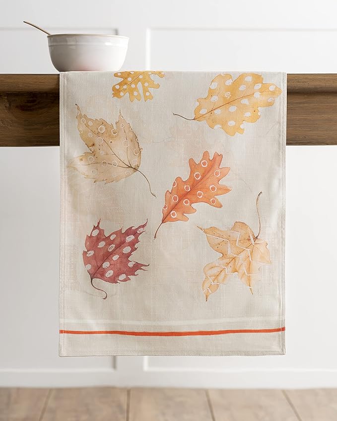 Maison d' Hermine Table Runner 100% Cotton Double Layer Table Runners 108 inches Long for Thanksgiving Christmas Decorations Home Kitchen Dining Party Wedding (Colours of Autumn, 14.5" x 108")