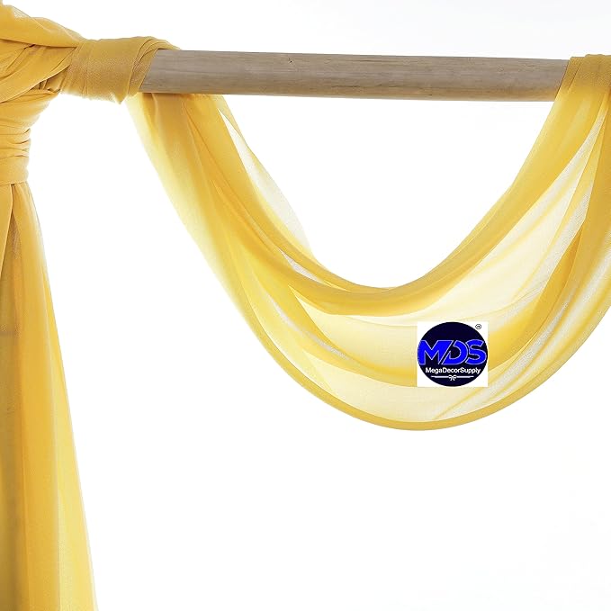 MDS Halloween Chiffon Draping Fabric - 1 Panel, 30" Wide x 30ft Long - Sheer Spooky Arbor & Canopy Drapery for Haunted House Backdrops, Party Ceilings, DIY Costumes & Themed Events - Gold
