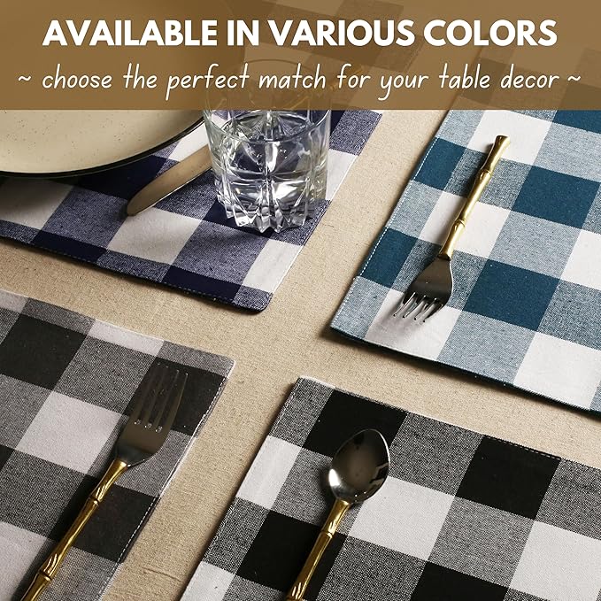 Native Fab Table Runner Buffalo Check Plaid 100% Cotton - 13x108 Inches Kitchen Dining Table Decoration for Indoor Outdoor Farmhouse Home Party Decor - Pink and White
