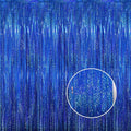 GOER 6.4 ft x 8.2 ft Metallic Tinsel Foil Fringe Curtains Party Photo Backdrop Party Streamers for Birthday,Graduation,New Year Eve Decorations Wedding Decor(2 Packs,Shiny Blue)