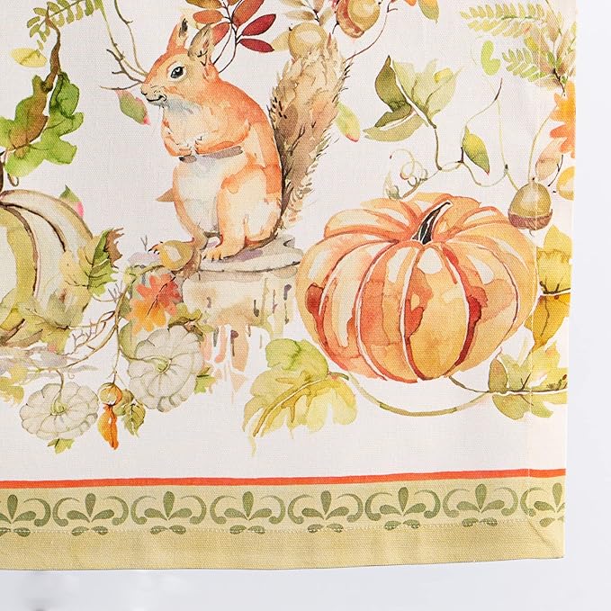 Maison d' Hermine Table Runner 100% Cotton Single Layer Table Runners 72 inches Long for Thanksgiving Christmas Decorations Home Kitchen Dining Party Wedding (Pumpkin Passion, 14.5" x 72")