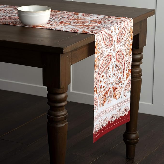 Maison d' Hermine Table Runner 100% Cotton Single Layer Table Runners 60 inches Long for Thanksgiving Christmas Decorations Home Kitchen Dining Party Wedding (Orient, 14.5" x 60")